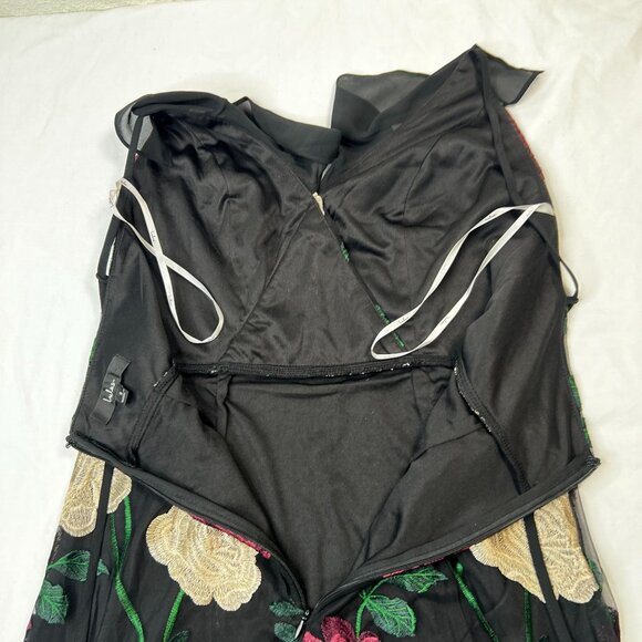 Lulus True to Heart Floral Embroidered Sheer Maxi Dress Black Tiered Ruffle Sm - Picture 15 of 16